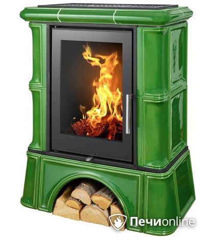 Печь-камин ABX Bavaria KI (6,9кВт в воду), кафельный цоколь, бутылочное стекло в Бердске